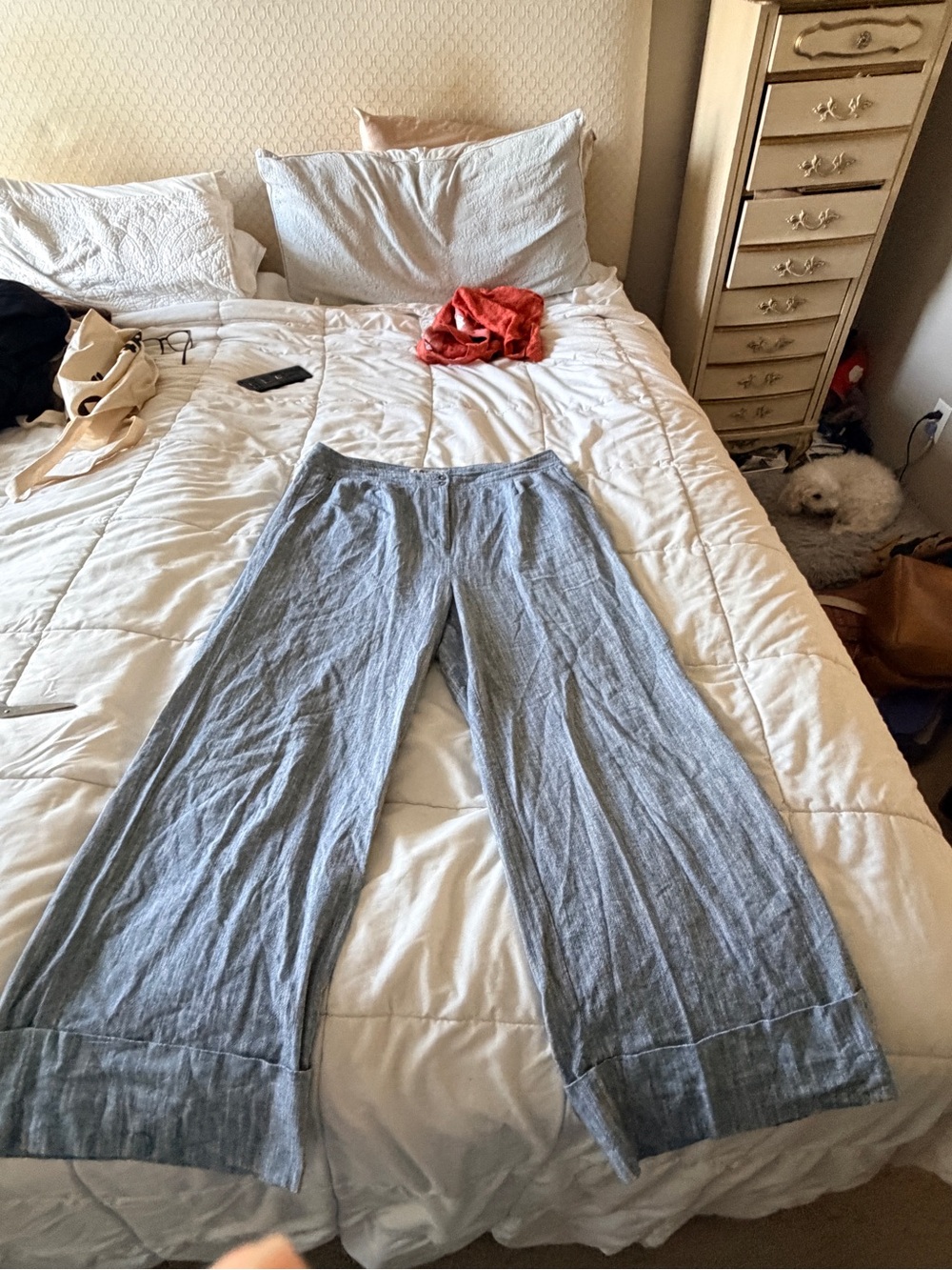 dolan Light Blue Linen Blend Wide-Leg Pants